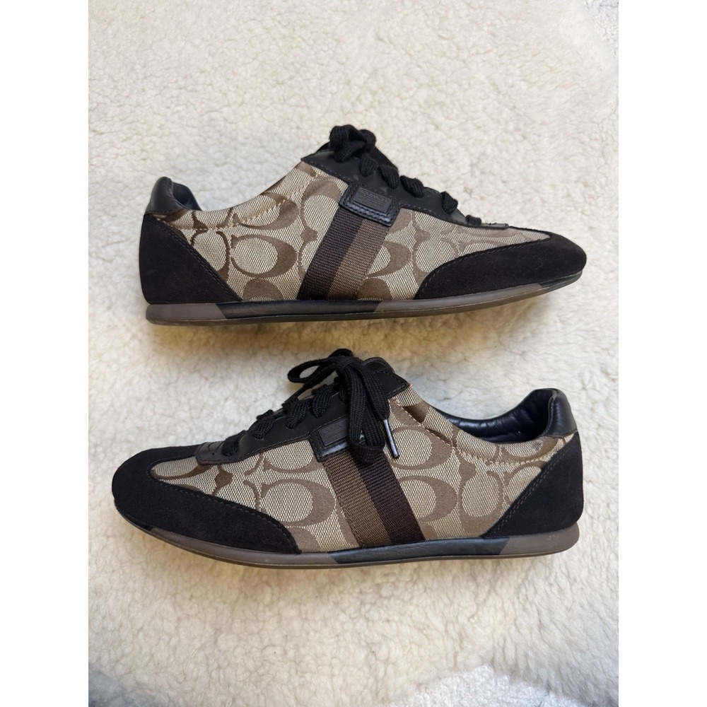 Vintage Y2K Coach Joss Signature Sneakers Monogram Jacquard Womens 8M Q293 Shoes